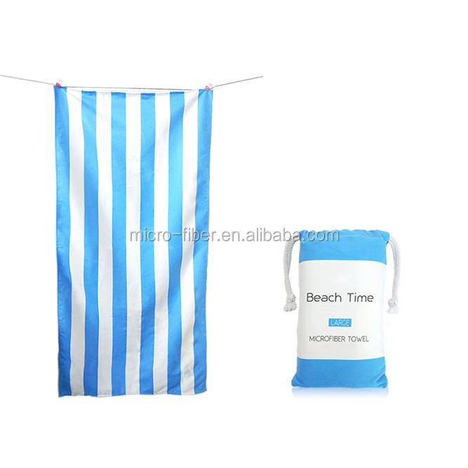 Stripe Sports Travel Beach Towel With Bag Wholesale Custom Printed Dry Quickly Microfiber Gift Kitchen Airplane Woven Square